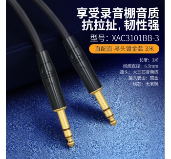 【黑头镀金款】音频线双直头-3米 XAC3101BB-3