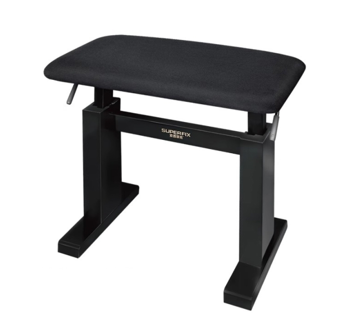 【豪华款】实木绒面液压钢琴凳-亚黑