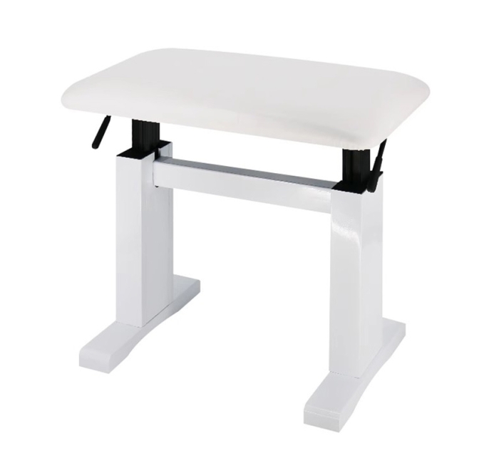 【豪华款】实木皮面液压钢琴凳-亮白