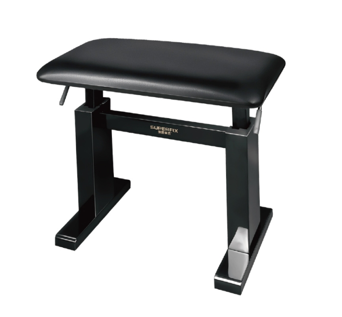 【豪华款】实木真皮液钢琴凳-亮黑