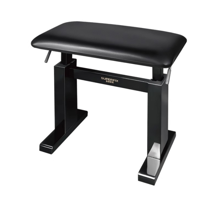 【豪华款】实木皮面液压钢琴凳-亚黑