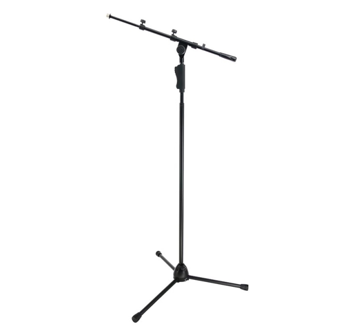 【手压款】锌合金三脚底座麦克风支架-可伸缩横杆