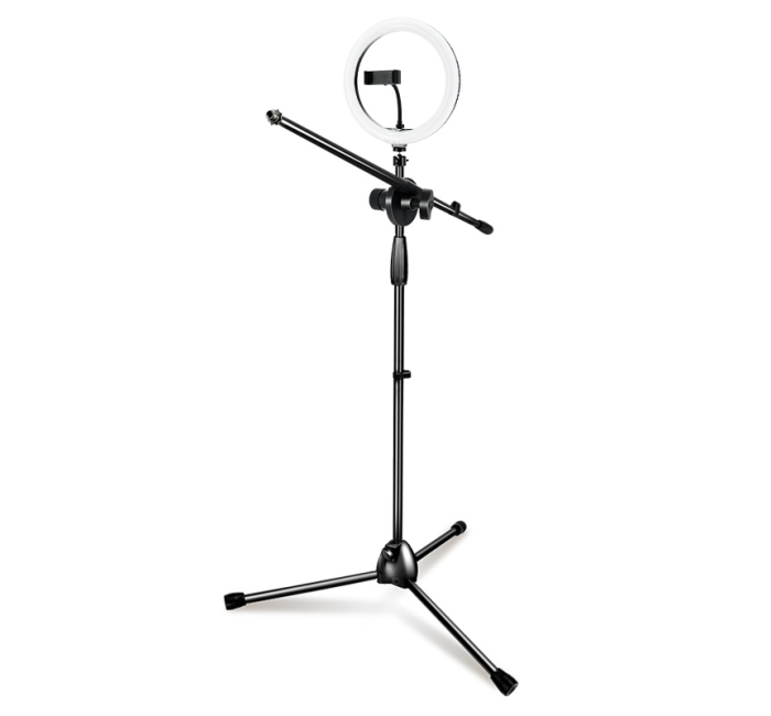 落地双头麦克风支架带环形灯