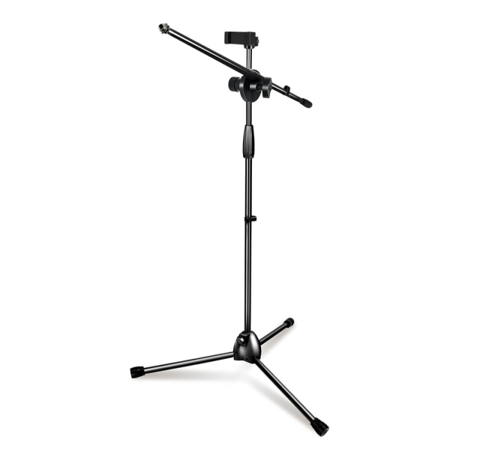 落地双头麦克风支架带手机夹